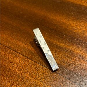 Silver Tie Clip with Star Pattern
